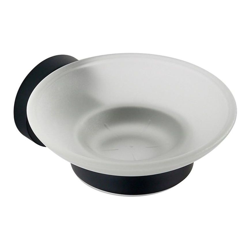 Aqualine - Zidni držač sapuna SAMBA, mlečno staklo/mat crna