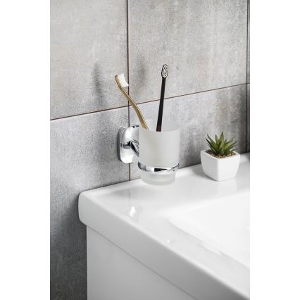 Aqualine - Zidni držač za četkice za zube RUMBA matirano staklo/sjajni hrom