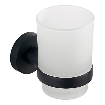 Aqualine - Zidni držač za četkice za zube SAMBA matirano staklo/mat crna