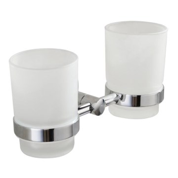 Aqualine - Zidni držač za četkice za zube SAMBA, matirano staklo/sjajni hrom