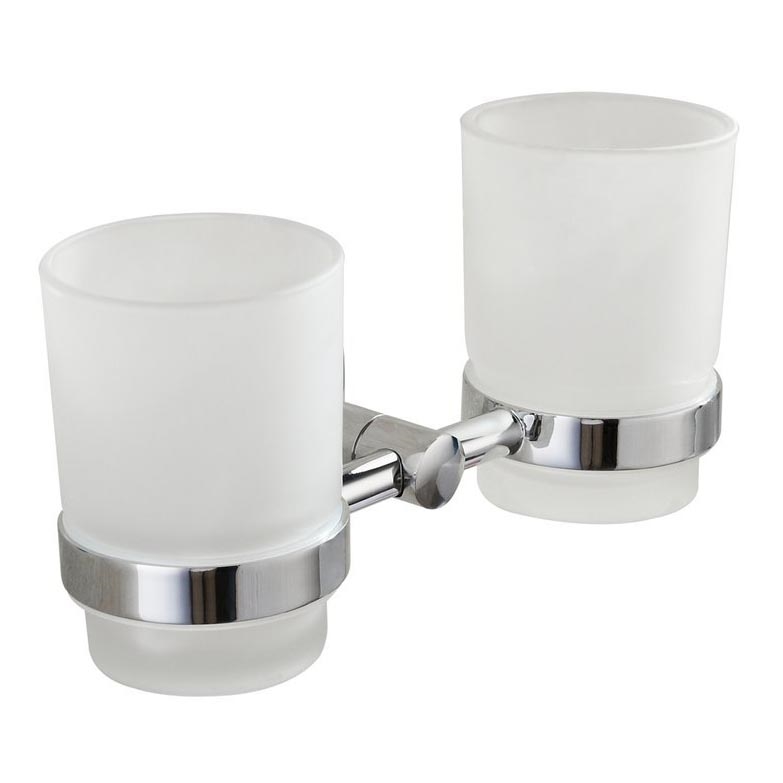 Aqualine - Zidni držač za četkice za zube SAMBA, matirano staklo/sjajni hrom