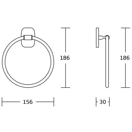 Aqualine - Zidni držač za peškire RUMBA prečnik 15,6 cm sjajni hrom