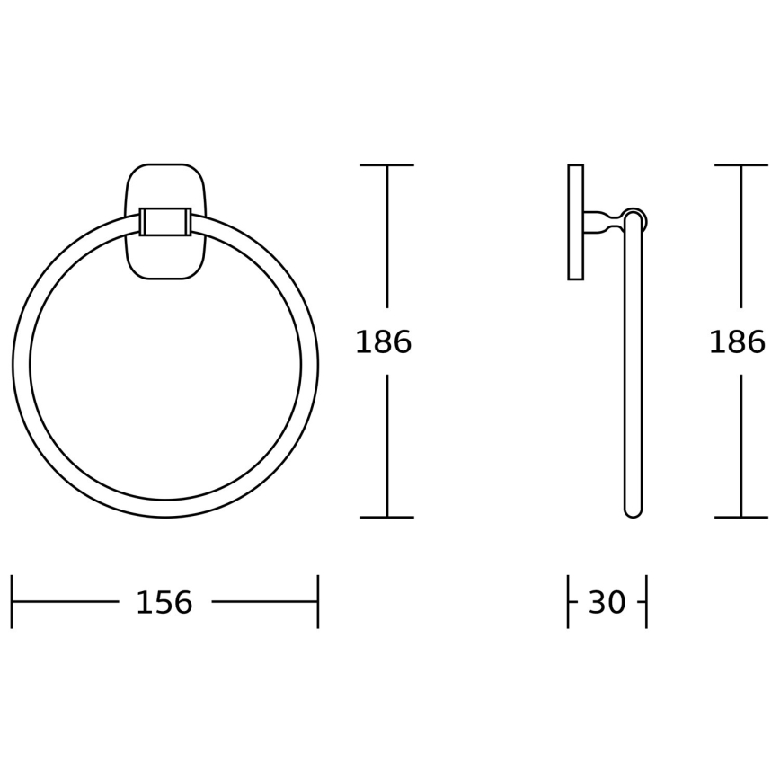 Aqualine - Zidni držač za peškire RUMBA prečnik 15,6 cm sjajni hrom