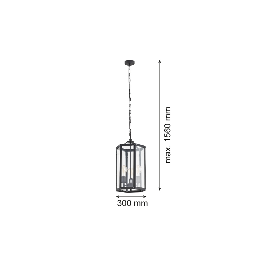 Argon 1253 - Luster na lancu BODRUM 3xE27/15W/230V crni