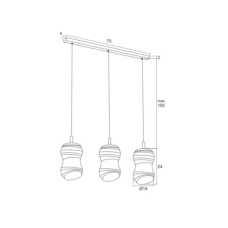 Argon 1366 - LED luster na sajli COMO 3xLED/5W/230V