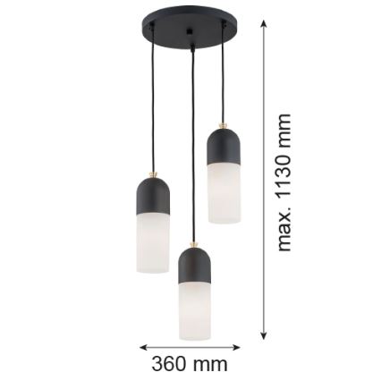 Argon 1467 - Luster na sajli BURGOS 3xE27/15W/230V crni