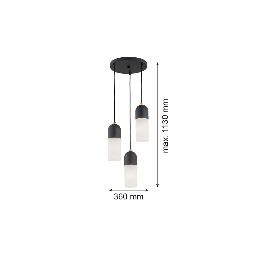 Argon 1467 - Luster na sajli BURGOS 3xE27/15W/230V crni