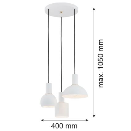 Argon 1468 - Luster na sajli SINES 3xE27/15W/230V bela