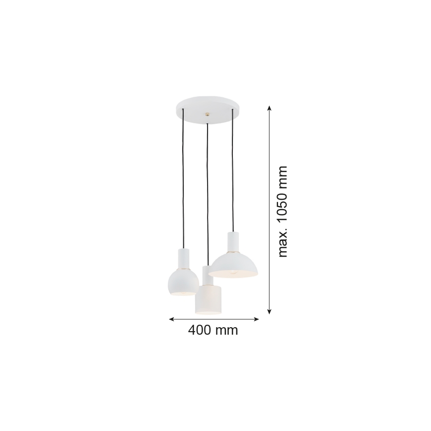Argon 1468 - Luster na sajli SINES 3xE27/15W/230V bela