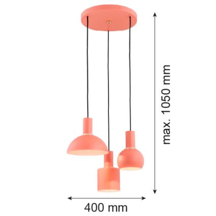Argon 1469 - Luster na sajli SINES 3xE27/15W/230V narandžasta