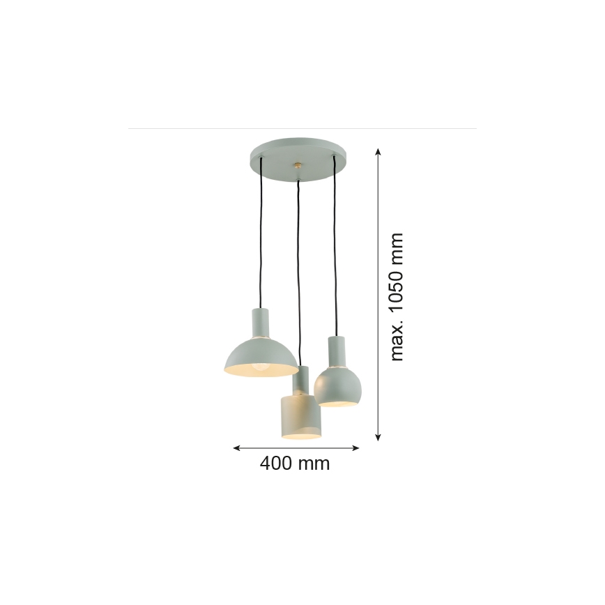Argon 1470 - Luster na sajli SINES 3xE27/15W/230V zelena