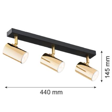 Argon 1474 - Spot svetiljka LAGOS 3xGU10/5W/230V mesing/crna