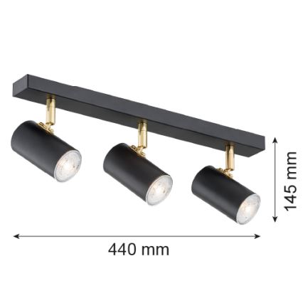 Argon 1476 - Reflektor LAGOS 3xGU10/5W/230V crni/mesing