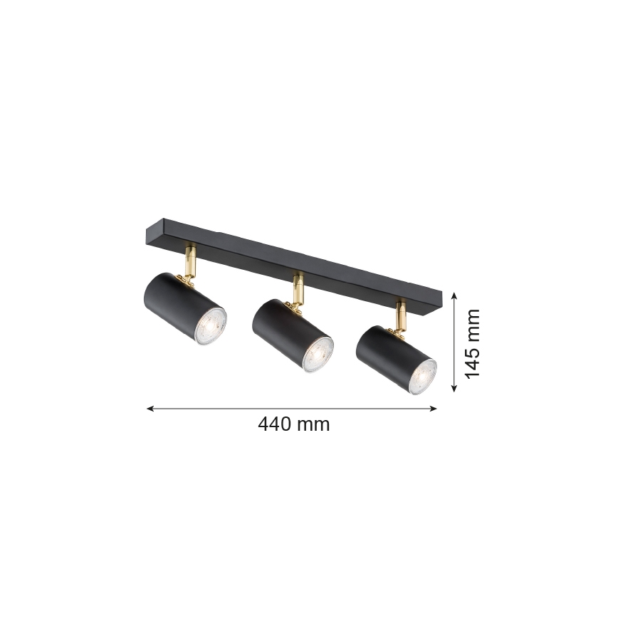 Argon 1476 - Reflektor LAGOS 3xGU10/5W/230V crni/mesing
