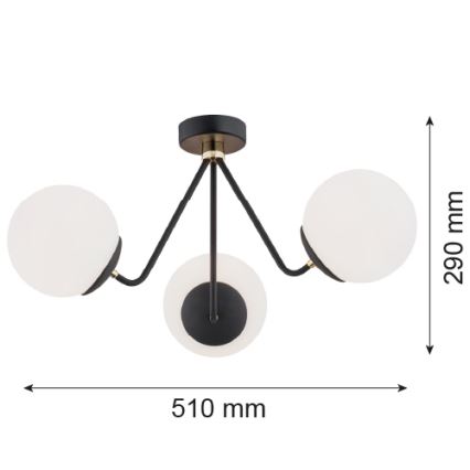Argon 1478 - nadgradni luster TOMAR 3xE27/15W/230V crni
