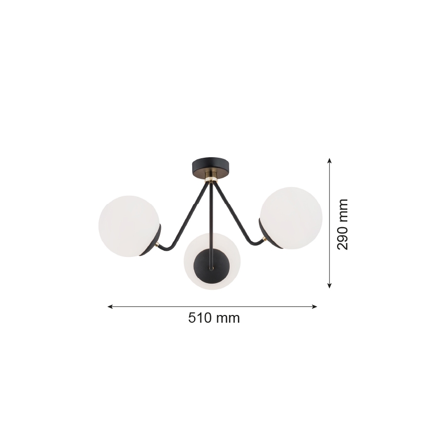 Argon 1478 - nadgradni luster TOMAR 3xE27/15W/230V crni