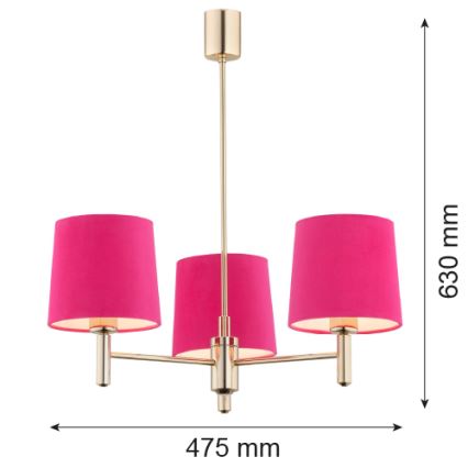 Argon 1498 - Viseći luster PONTE 3xE27/15W/230V roze/mesing
