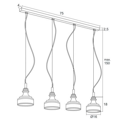 Argon 1650 - LED luster na sajli TULUZA 4xLED/5W/230V