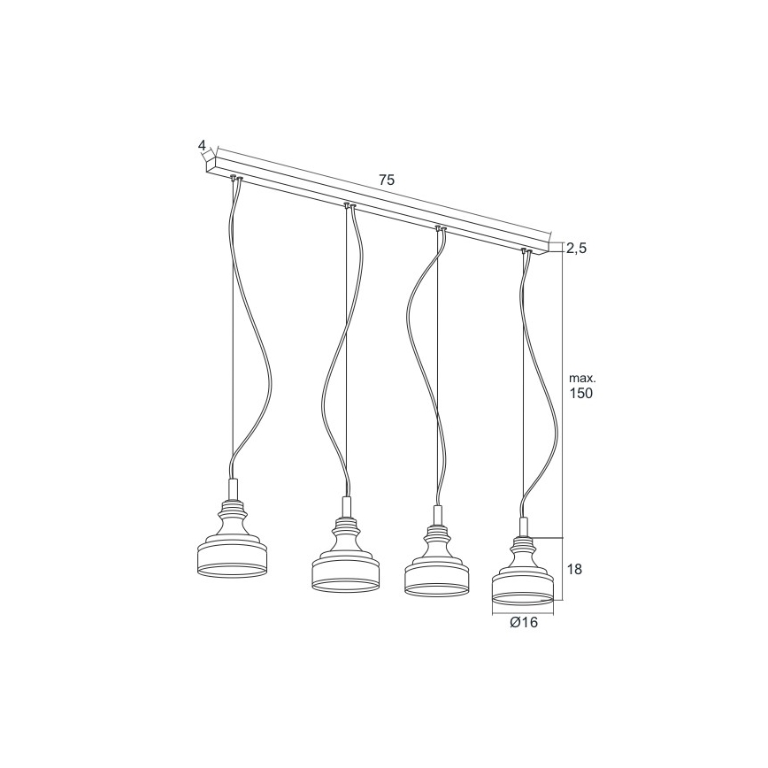 Argon 1650 - LED luster na sajli TULUZA 4xLED/5W/230V