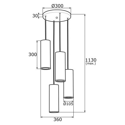 Argon 1693 - Luster na sajli LINEA 4xE27/15W/230V mesing/crni