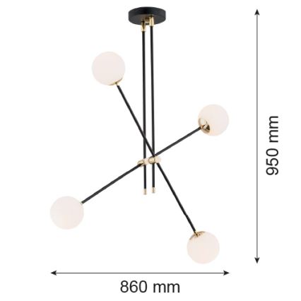 Argon 1696 - luster on a stick ABSTRACT 4xE14/7W/230V crni