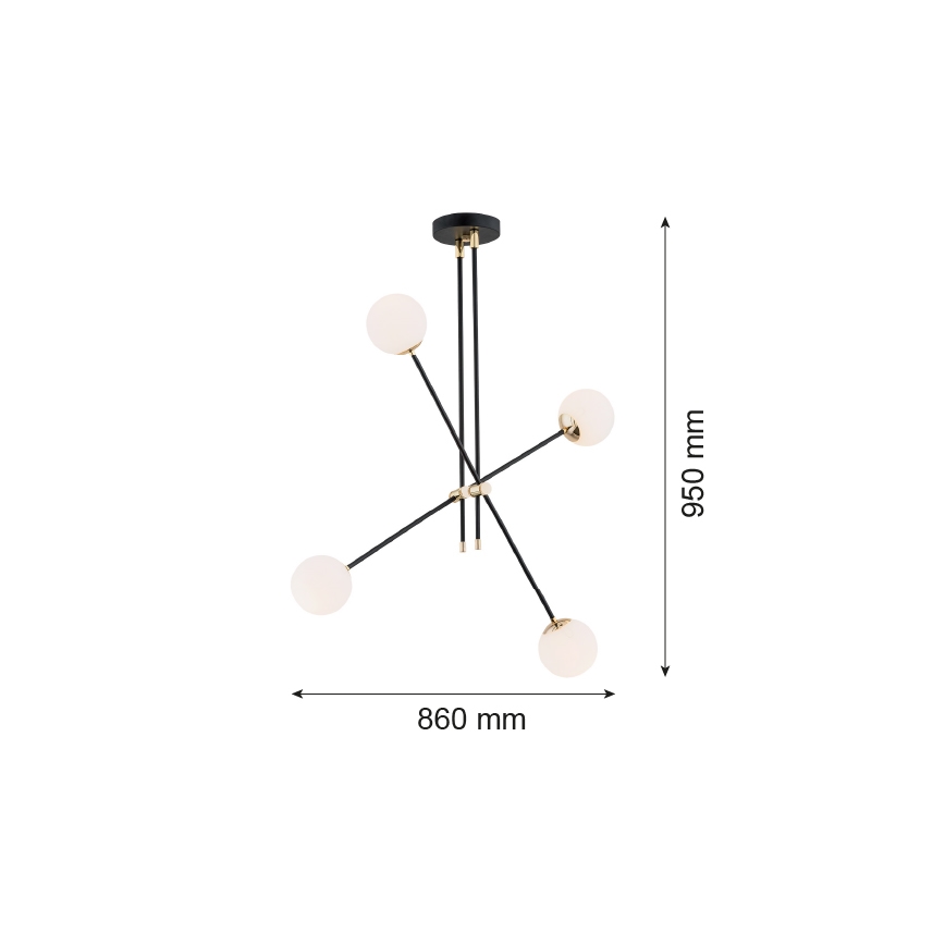 Argon 1696 - luster on a stick ABSTRACT 4xE14/7W/230V crni