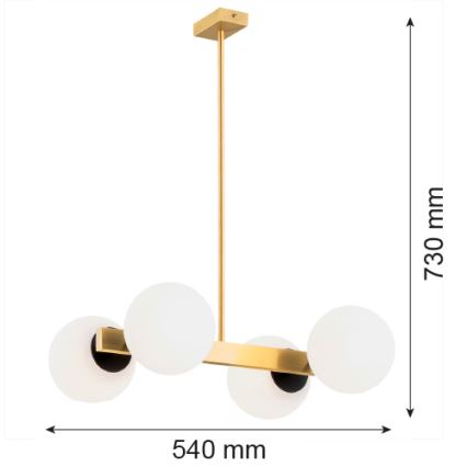 Argon 1767 - Viseći luster FREEMONT 4xE27/15W/230V zl./bela/crni