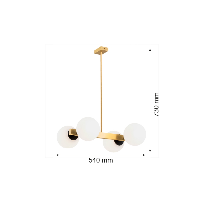 Argon 1767 - Viseći luster FREEMONT 4xE27/15W/230V zl./bela/crni