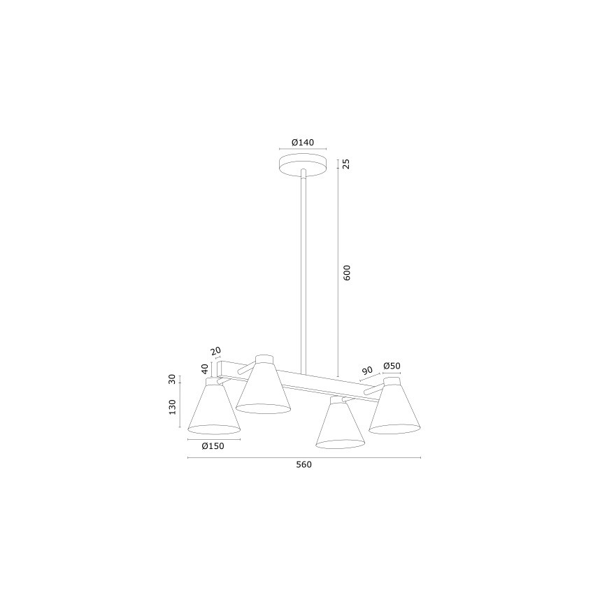 Argon 1773 - Viseći luster AVALONE 4xE27/15W/230V bela/zl.