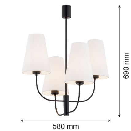 Argon 1822 - Viseći luster SAFIANO 4xE27/15W/230V crni