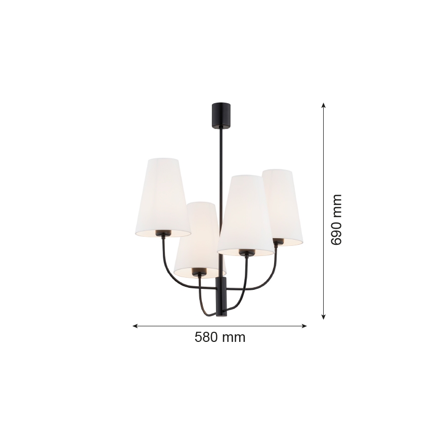 Argon 1822 - Viseći luster SAFIANO 4xE27/15W/230V crni