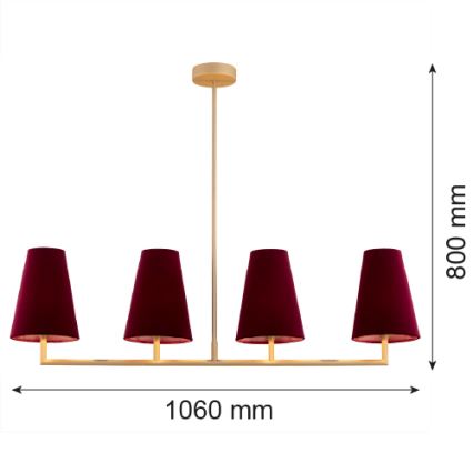 Argon 1829 - Viseći luster SAFIANO 4xE27/15W/230V burgundi