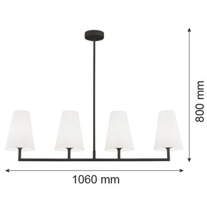 Argon 1831 - Viseći luster SAFIANO 4xE27/15W/230V crni