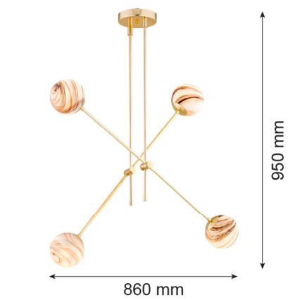 Argon 1840 - Viseći luster ABSOS 4xE14/7W/230V alabaster zl.