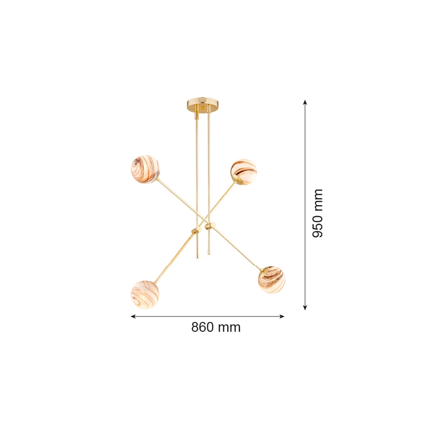 Argon 1840 - Viseći luster ABSOS 4xE14/7W/230V alabaster zl.