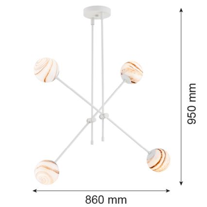 Argon 1841 - Viseći luster ABSOS 4xE14/7W/230V alabaster bela