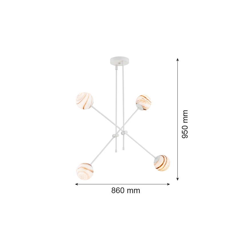 Argon 1841 - Viseći luster ABSOS 4xE14/7W/230V alabaster bela