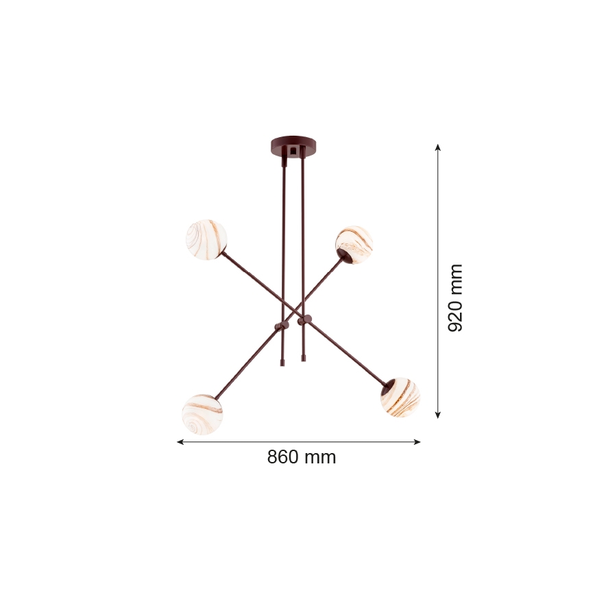 Argon 1842 - Viseći luster ABSOS 4xE14/7W/230V alabaster braon