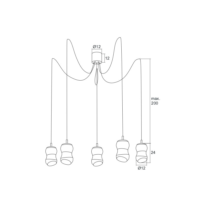 Argon 2073 - LED luster na sajli GARDA 5xLED/5W/230V