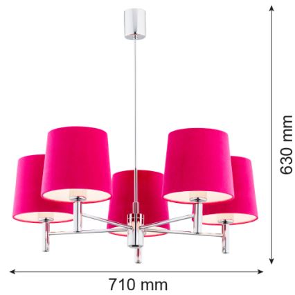 Argon 2075 - Viseći luster BOLZANO 5xE27/15W/230V roze