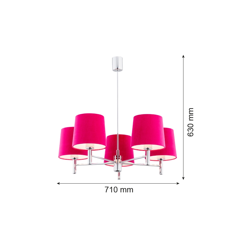 Argon 2075 - Viseći luster BOLZANO 5xE27/15W/230V roze