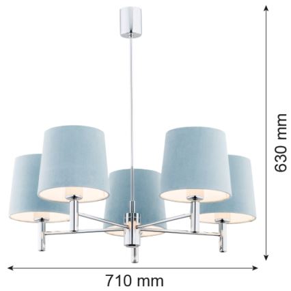 Argon 2076 - Viseći luster BOLZANO 5xE27/15W/230V siv