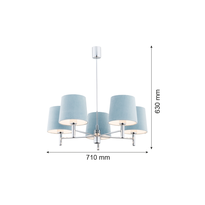 Argon 2076 - Viseći luster BOLZANO 5xE27/15W/230V siv