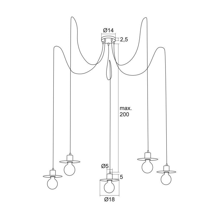 Argon 2077 - Luster na sajli CORSO 5xE27/15W/230V pauk bela