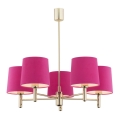 Argon 2089 - Viseći luster PONTE 5xE27/15W/230V mesing/roze
