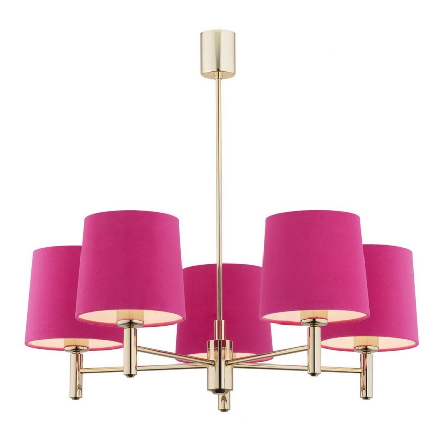 Argon 2089 - Viseći luster PONTE 5xE27/15W/230V mesing/roze