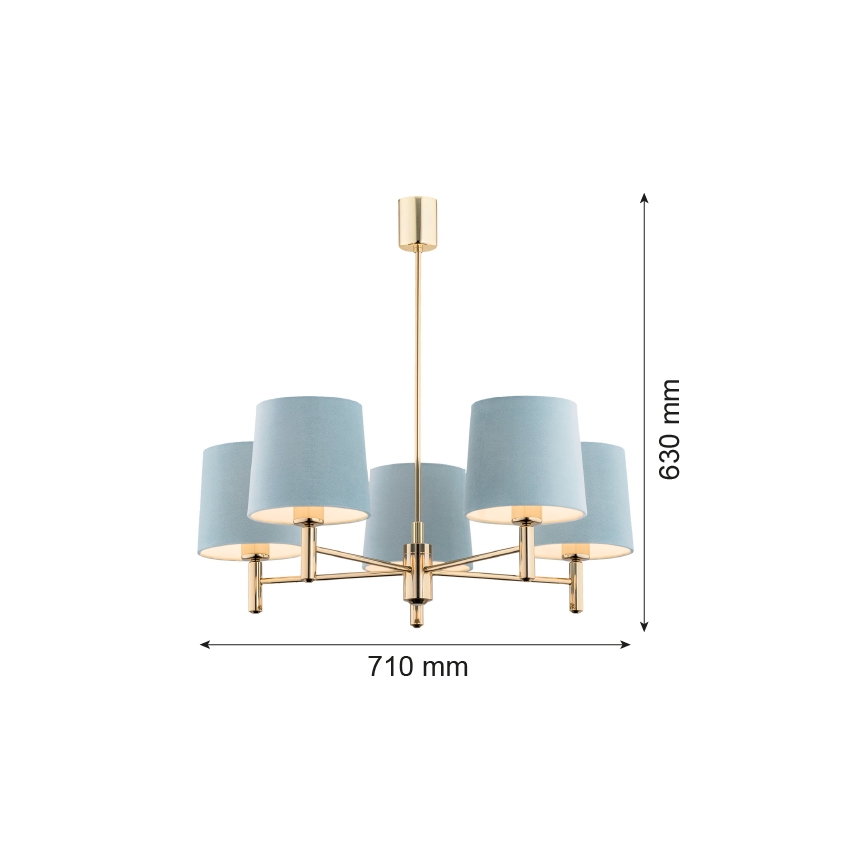 Argon 2106 - Viseći luster PONTE 5xE27/15W/230V mesing/krem