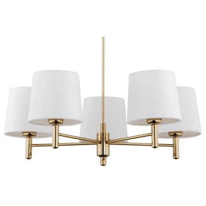 Argon 2106 - Viseći luster PONTE 5xE27/15W/230V mesing/krem