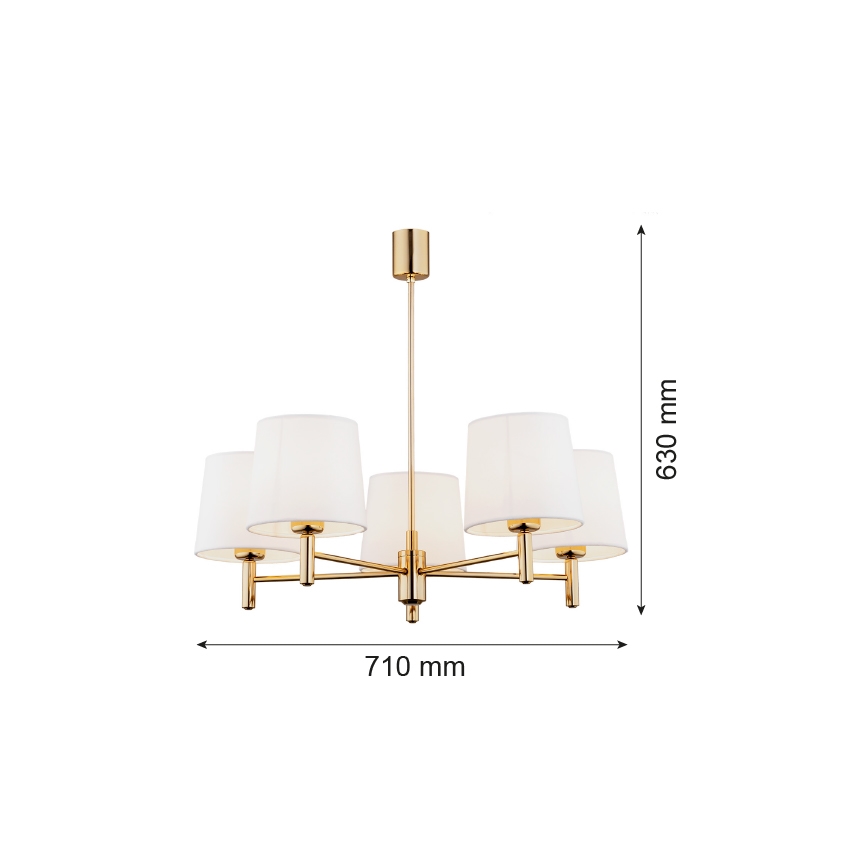 Argon 2106 - Viseći luster PONTE 5xE27/15W/230V mesing/krem