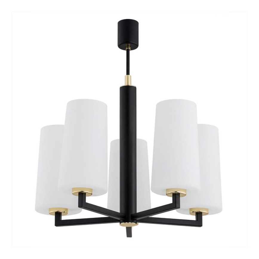 Argon 2114 - Viseći luster CAMELOT PLUS 5xE27/15W/230V crni/bela/zl.